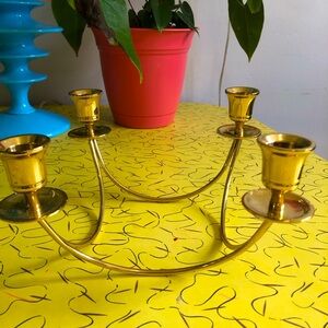Pristine brass 4 candle holder